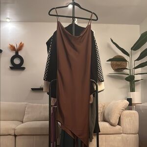 Forever 21 Brown Asymmetrical Slip Dress